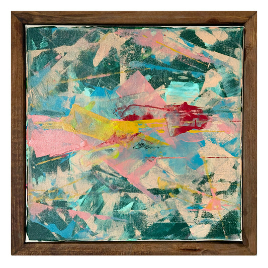 Hummingbirds: 12x12 Abstract in Bespoke Frame