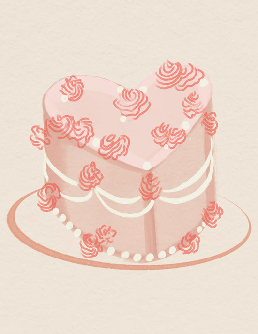 Pretty Hand Drawn Cake Greeting Card - blank inside