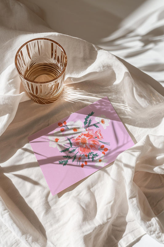 Pretty Floral Greeting Card - blank inside