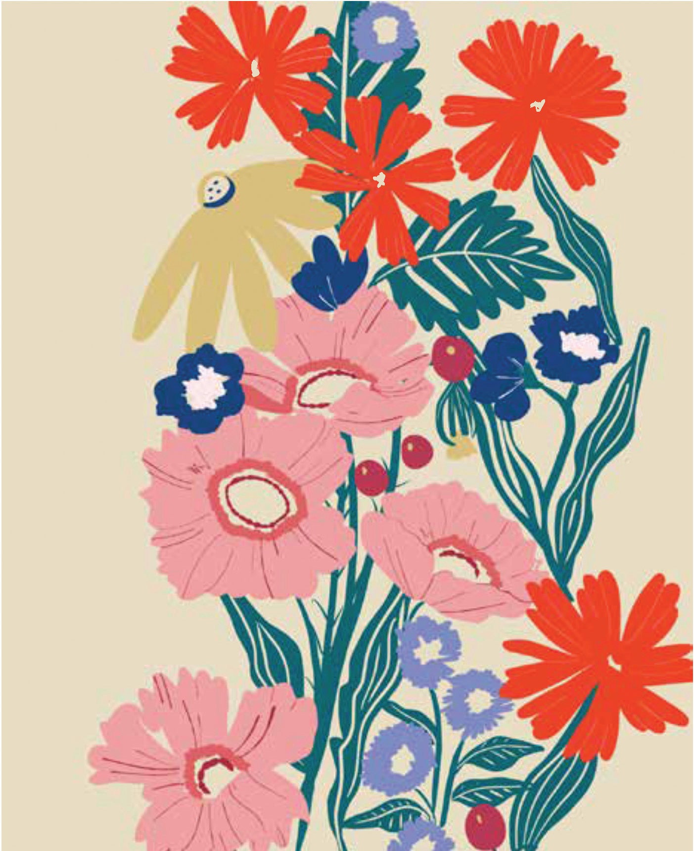 Wildflower abstract floral greeting card