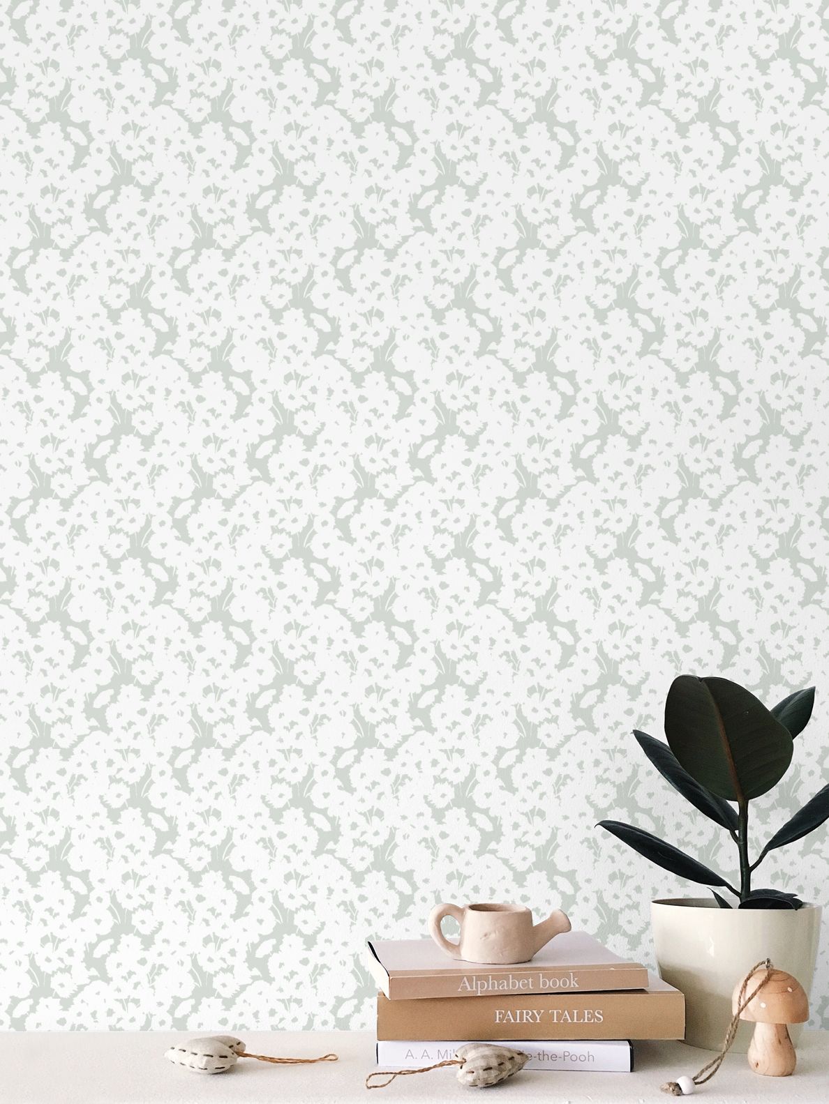 Minimal Abstract Floral Print in Pastel and White
