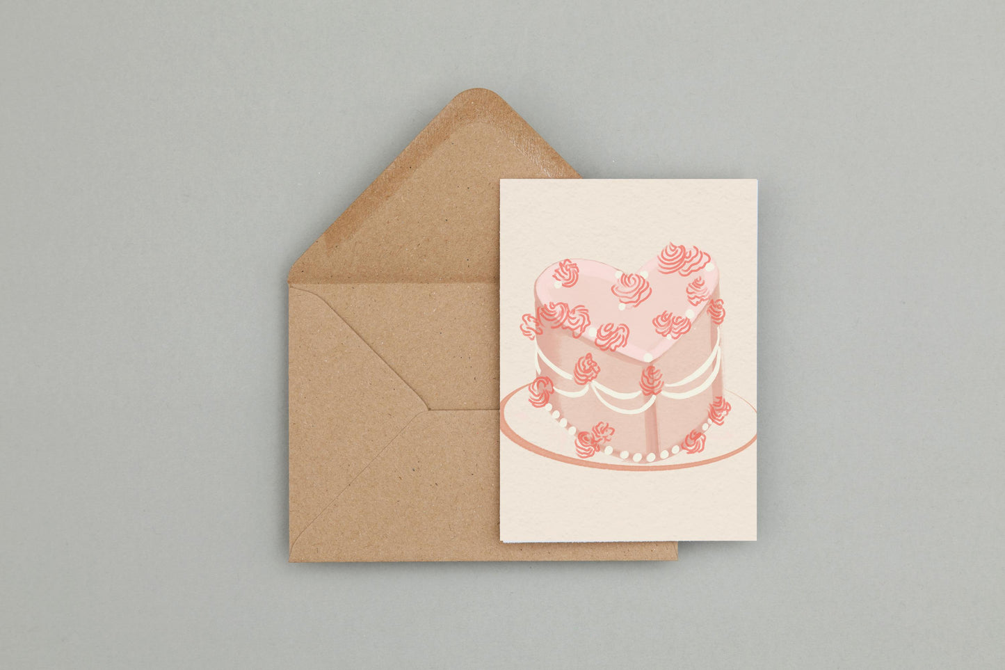Pretty Hand Drawn Cake Greeting Card - blank inside