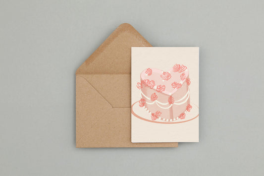 Pretty Hand Drawn Cake Greeting Card - blank inside
