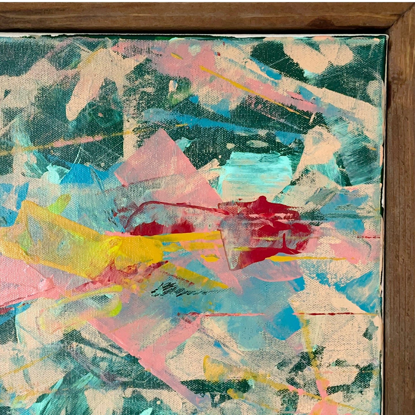 Hummingbirds: 12x12 Abstract in Bespoke Frame
