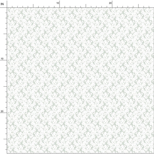 Repeat Satin Fabric | minimal floral bouquet in white and pastel green