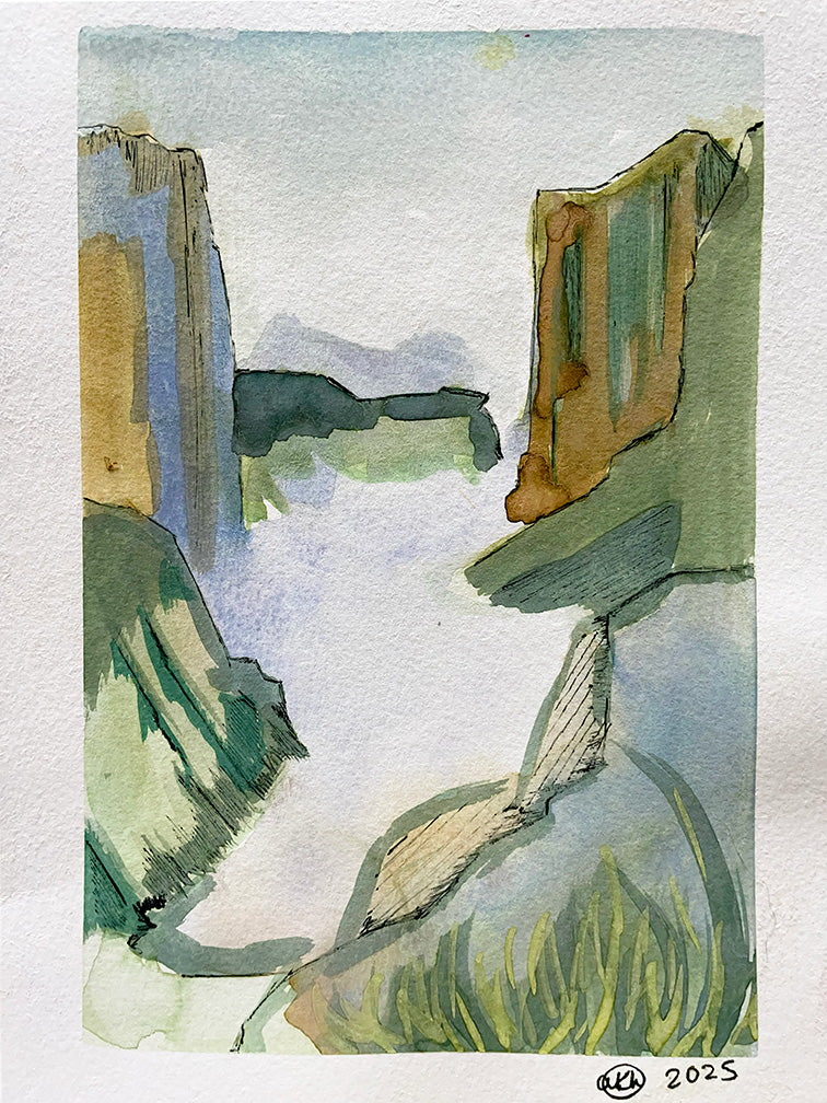 Capture the Majesty: Angels Landing Valley Watercolor Illustration