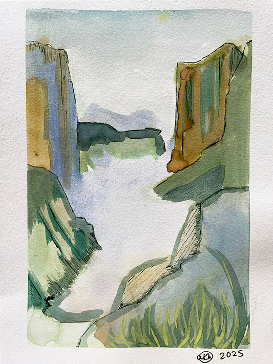 Capture the Majesty: Angels Landing Valley Watercolor Illustration