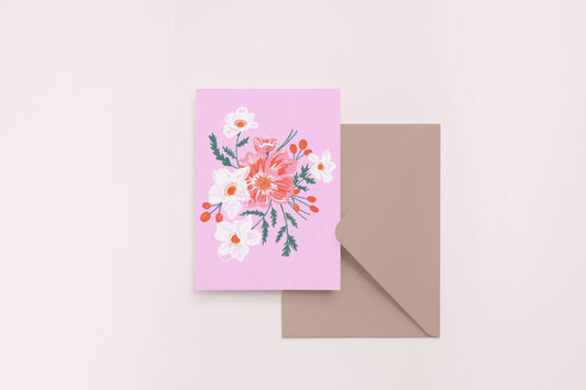 Pretty Floral Greeting Card - blank inside