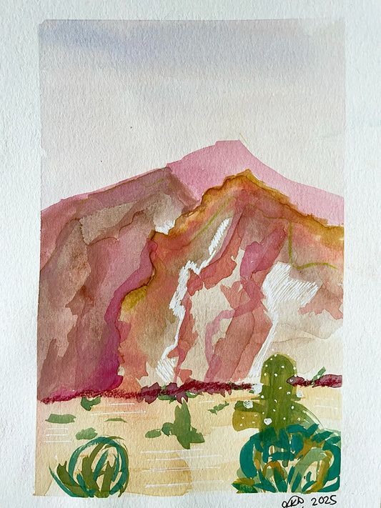 Sonoran Serenity: Santa Catalina Mountains Watercolor Illustration